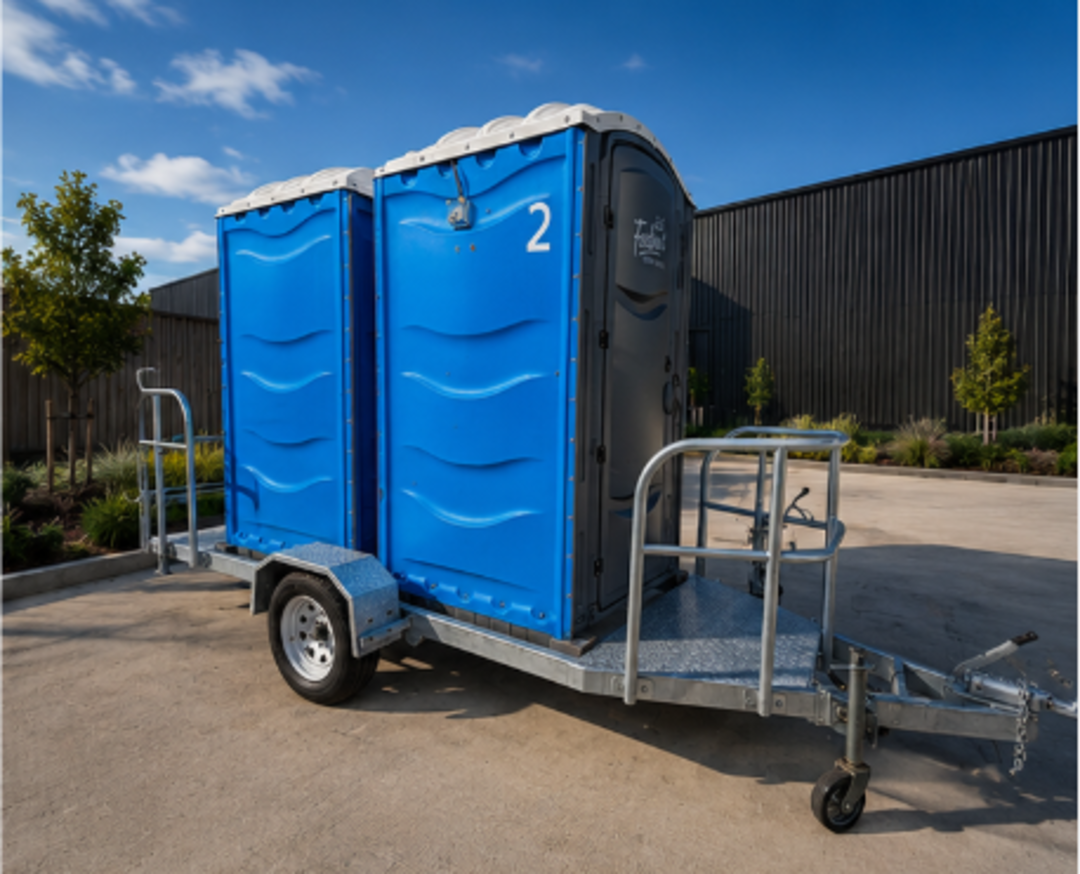 Double Portable Toilet on Trailer image 0